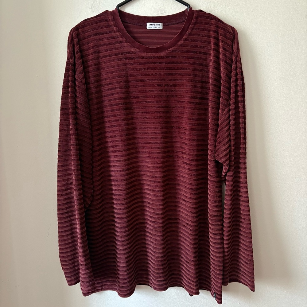 Impetus Burgundy Striped Textured Long Sleeve Shirt - Men’s / Unisex